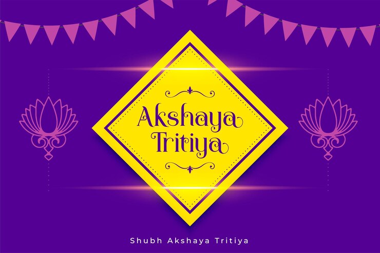 मुफ़्त वेक्टर purple akshaya tritiya card with garlands