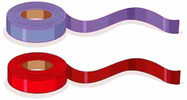 Бесплатное векторное изображение Фиолетовые и красные рулоны ленты изолированы