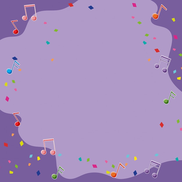 Бесплатное векторное изображение Фиолетовый фон с музыкальными нотами