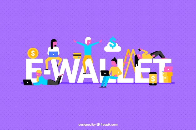 e-wallet wordの紫色の背景
