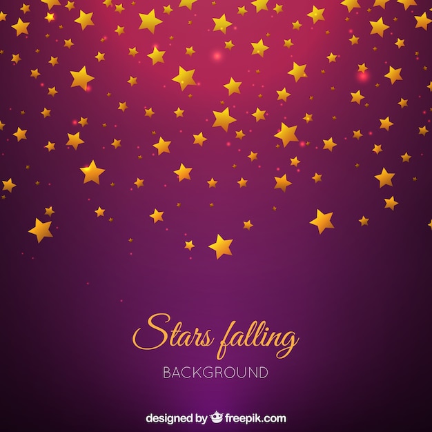 Free vector purple background with golden stars
