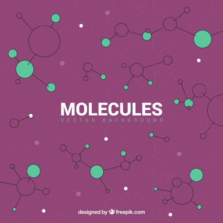 Free Vector purple background with green molecules 