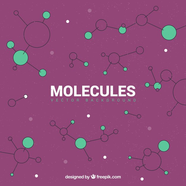 Фиолетовый фон с зелеными молекулами
