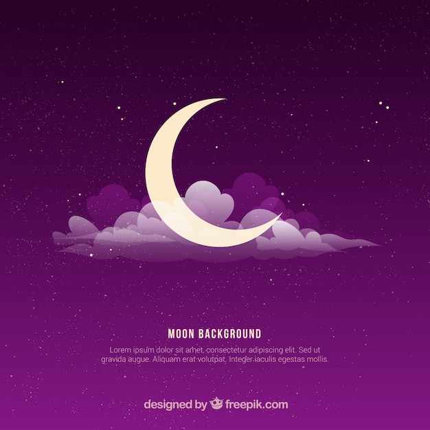 月と雲の紫色の背景