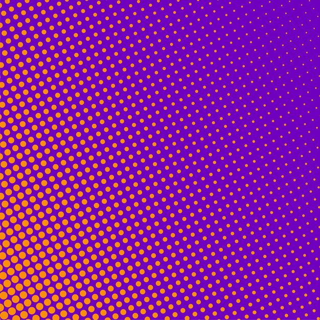 オレンジ色のハーフトーンパターンと紫色の背景