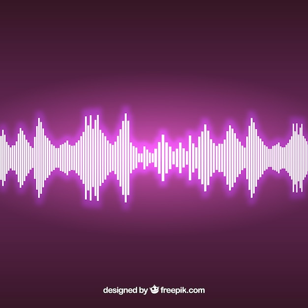 Free vector purple background with shiny sound wave