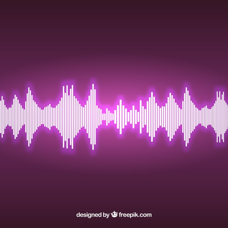 Free Vector purple background with shiny sound wave