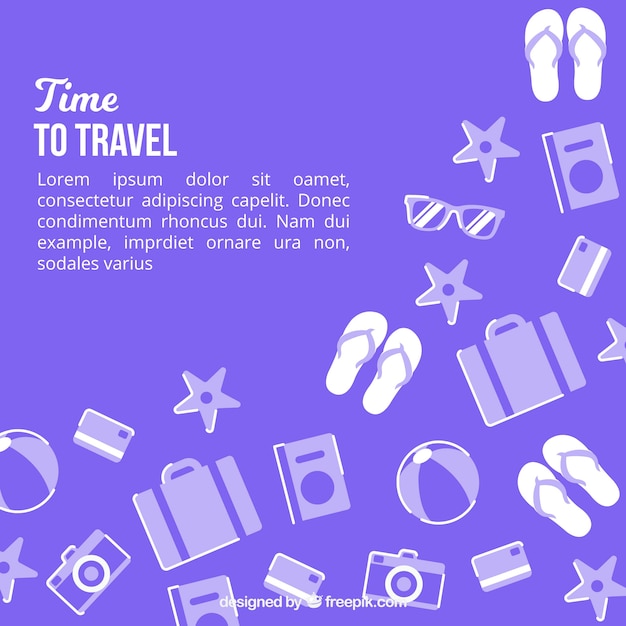 Purple background with travel elements