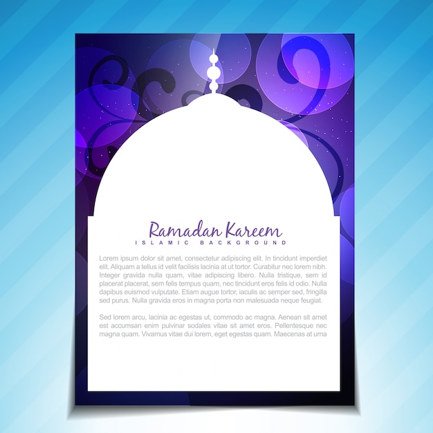 Free vector purple brochure design for ramadan kareem