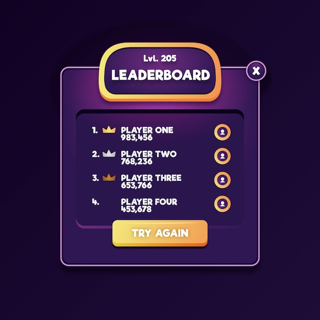 Purple cartoon leaderboard template