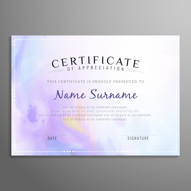 Purple certificate of appreciation template