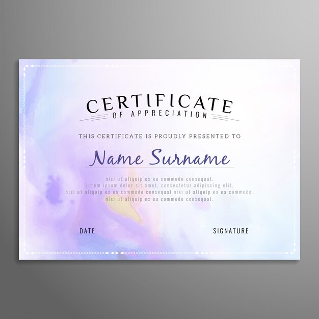 Purple certificate of appreciation template