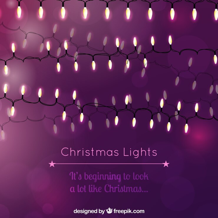 Free Vector purple christmas lights background