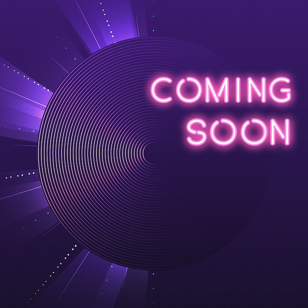 Free vector purple coming soon neon icon vector