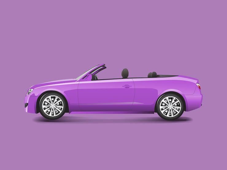 Free Vector purple convertible in a purple background vector