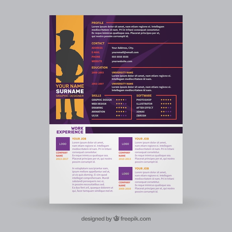Free Vector purple cv concept