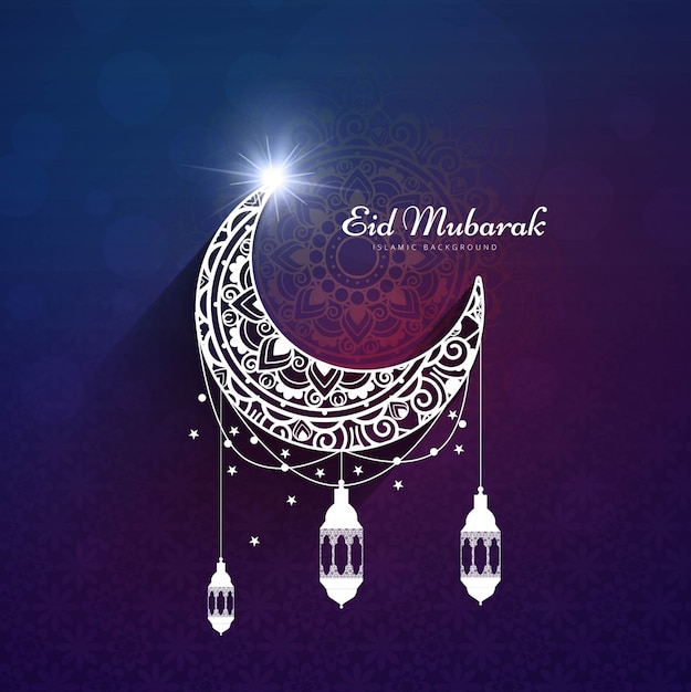 Free vector purple design for eid mubarak