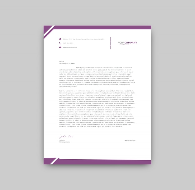 Free vector purple details letterhead template