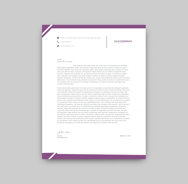 Purple details letterhead template