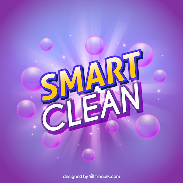 Purple detergent with bubbles background 