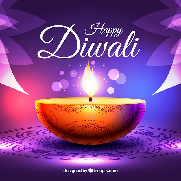 Free vector purple diwali candle background