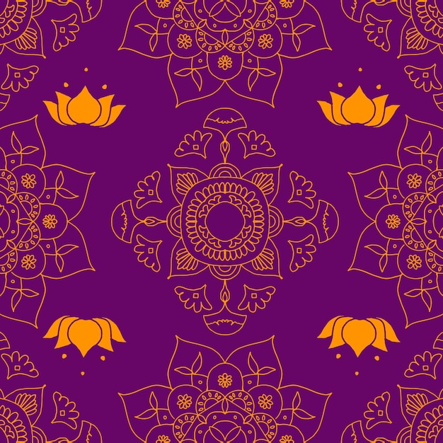 Free vector purple diwali indian mandala background