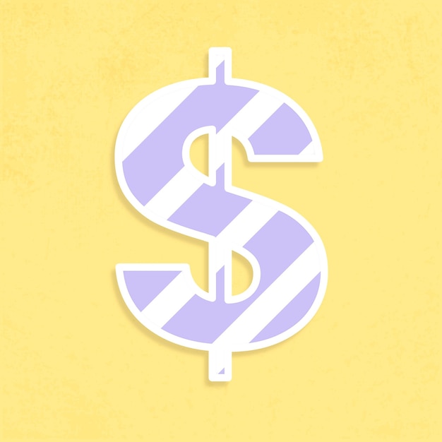 Free Vector purple  dollar sign sticker vector