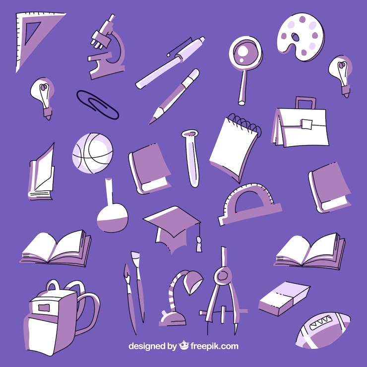 Free Vector purple education background with elements