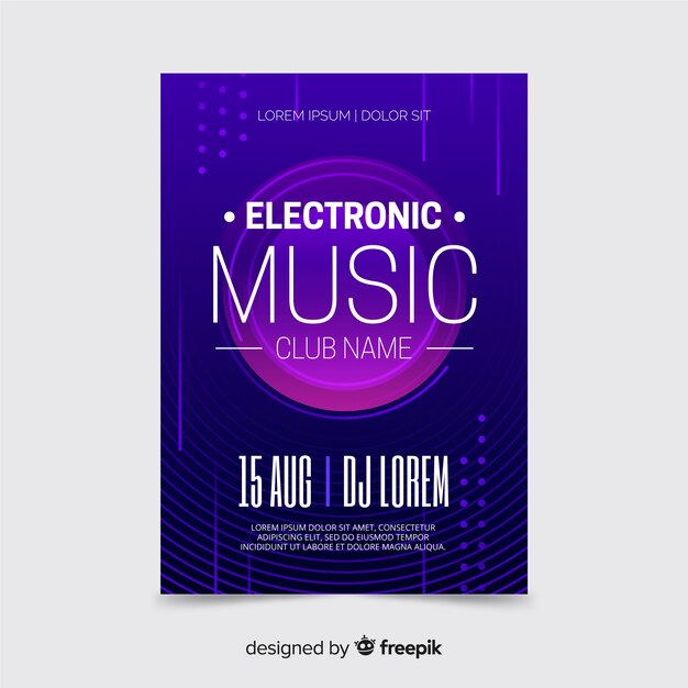 보라색 전자 음악 포스터 템플릿
