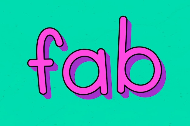 Purple fab typography on a green background