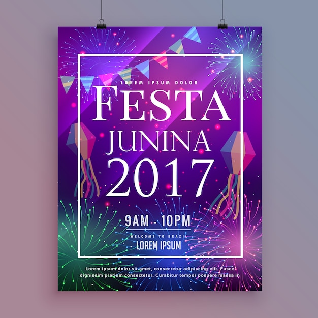 Festa junina праздничный флаер с фейерверком