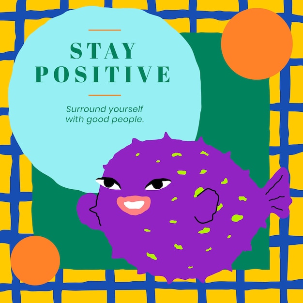 Purple fish editable template vector stay positive