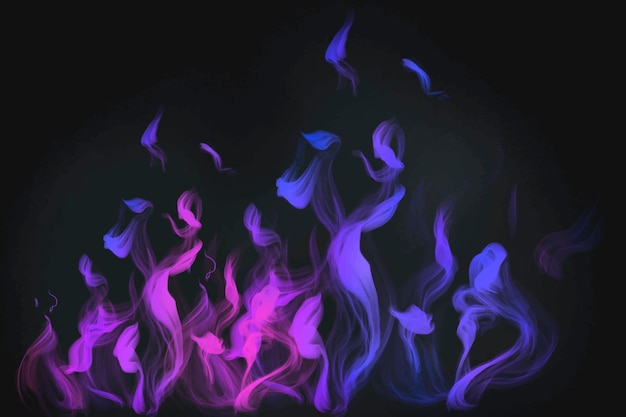 Purple flame element vector in black background