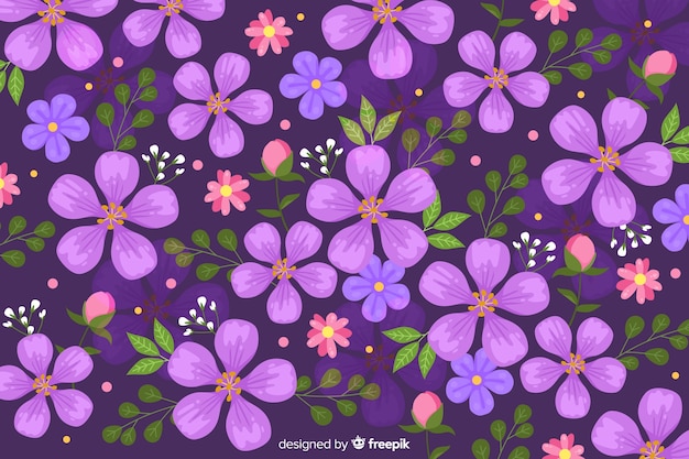 Purple floral background flat design