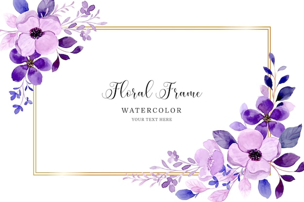 Free vector purple floral frame background with watercolor