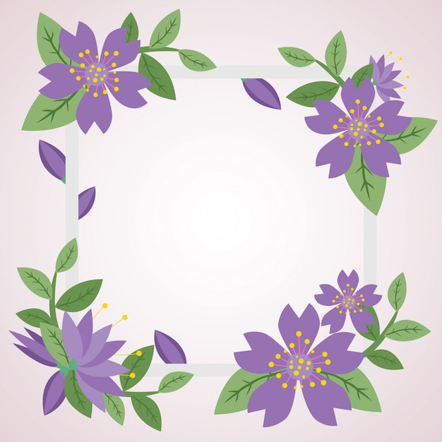 Purple floral wreath background