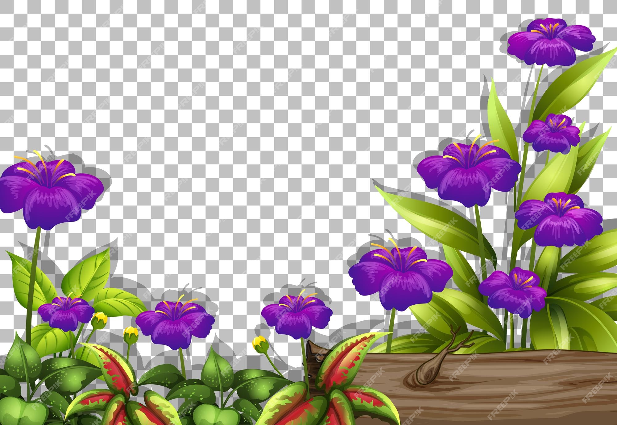 Free Vector | Purple flower frame template on transparent background