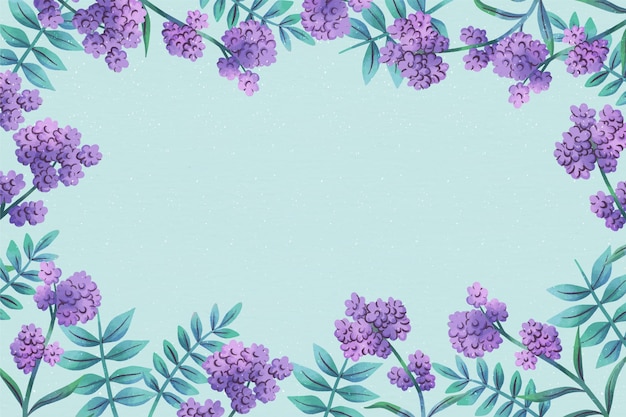 Purple flowers copy space floral background