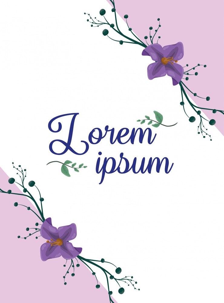 मुफ़्त वेक्टर purple flowers poster, blank space to insert text or design