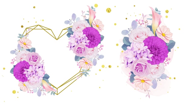 Free vector purple flowers wreath