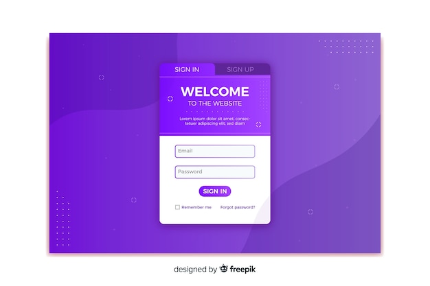 Vettore gratuito pagina di destinazione del log in viola