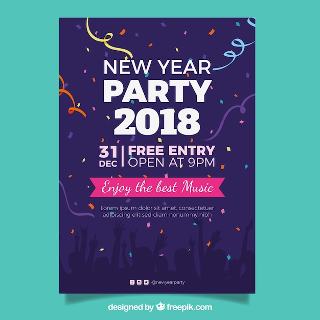 Purple flyer for new year's party