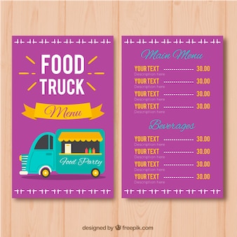 Purple food truck menu template