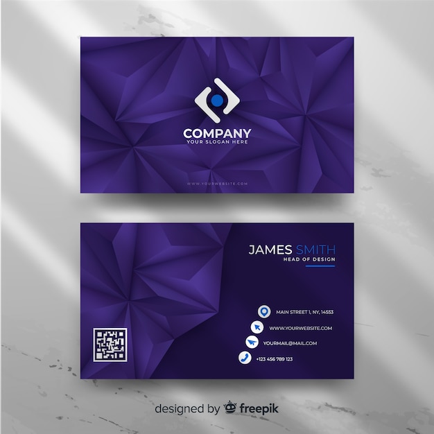 Purple geometric business card template