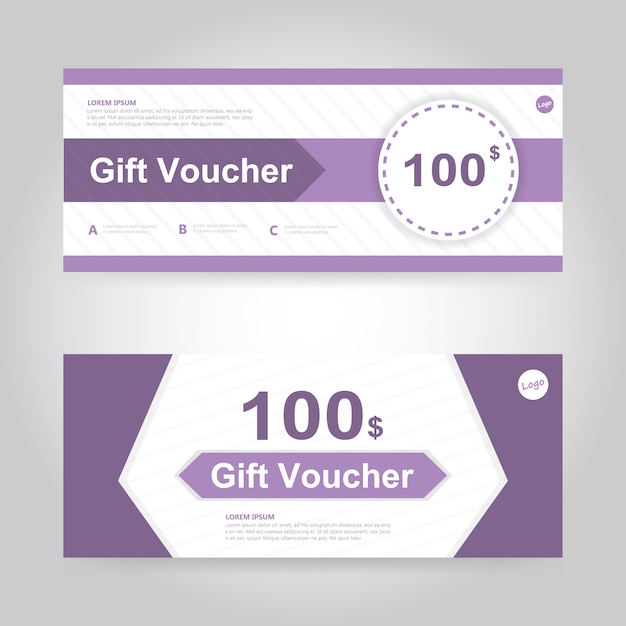 Vettore gratuito modello di voucher viola con pattern