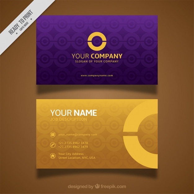 Free vector purple and golden business card