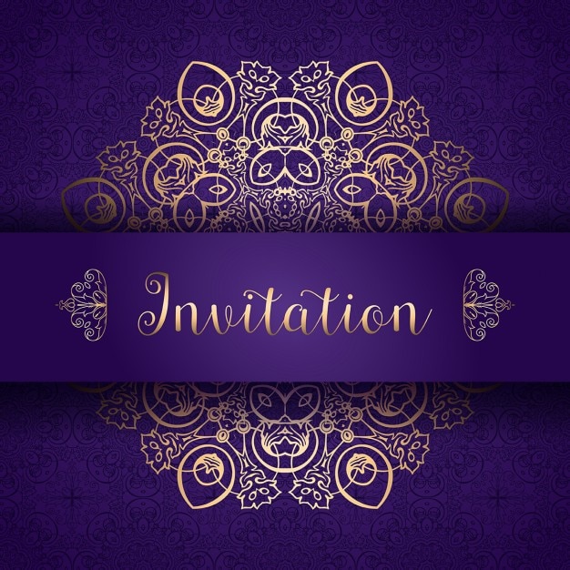 Free Vector | Purple and golden invitation