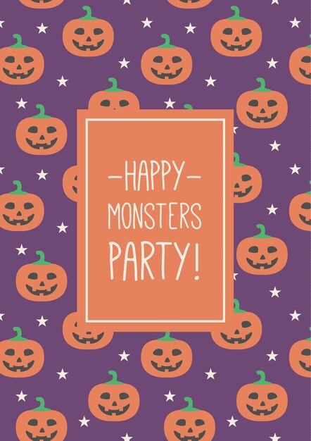 Free vector purple halloween invitation with pumpkins