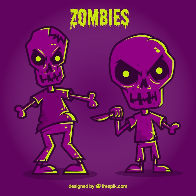 Free vector purple halloween zombies