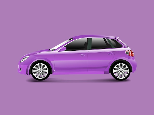 Free vector purple hatchback car in a purple background vector